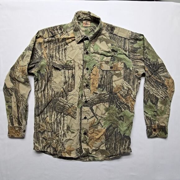 Sports Afield Mens Realtree Camouflage Button Down L Green Camo Outdoor Shirt - Picture 1 of 10